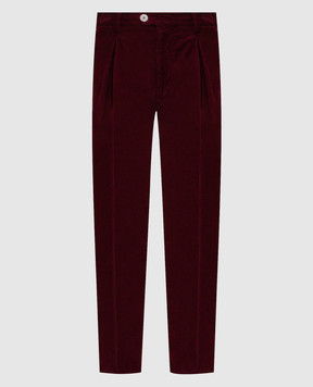 Brunello Cucinelli Бордовые вельветовые брюки с патчем M279D3030F