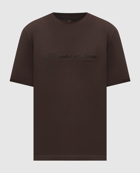 Brunello Cucinelli Футболка коричневого цвета с вышивкой M0B138518