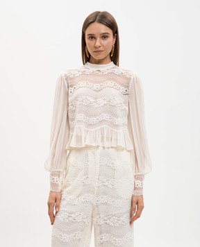 Twinset Блуза кольору айворі з мережива 261TP2782