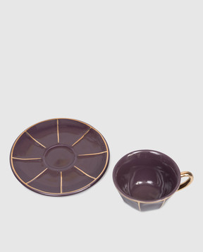 Bitossi Home Фиолетовая фарфоровая чашка для кофе с блюдцем FTB00514