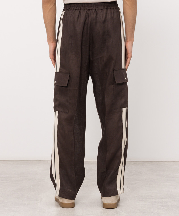 Palm Angels Коричневі штани-карго з льону PMCF03CS26FAB001 зображення 4