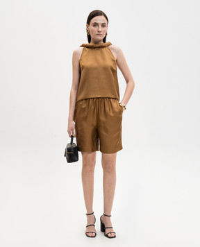 Loulou de Saison Коричневий топ WILMA із шовку WILMA