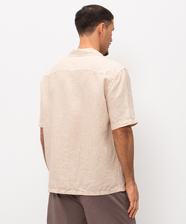 Peserico Бежевая рубашка с короткими рукавами из льна R56049T002494 изображение 4