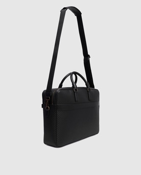 Serapian Чорний шкіряний портфель з тисненням монограми SRSTSMLL596940FCG2