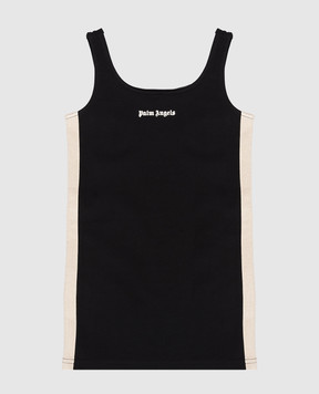 Palm Angels Дитяча чорна сукня з брендовими лампасами PGCM009S26FLE001