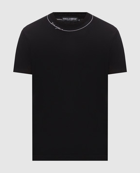 Dolce&Gabbana Черная футболка с контрастной вышивкой логотипа G8RN8ZG7P9O