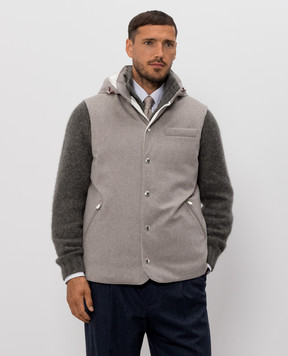 Brunello Cucinelli Сірий пуховий жилет з вовни MM4701775