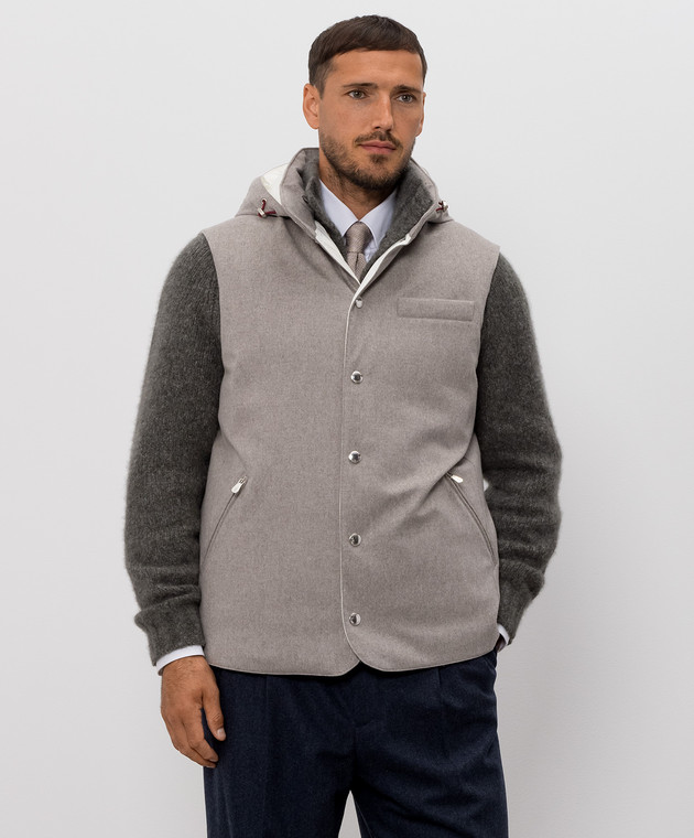Brunello Cucinelli Серый пуховый жилет из шерсти MM4701775 изображение 3