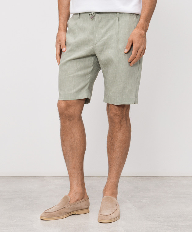 Stefano Ricci Зеленые шорты из льна и шерсти M1T6100300WL003L изображение 3