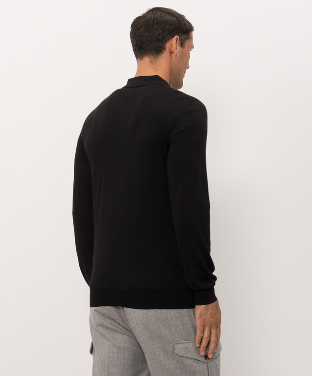 Bertolo Cashmere Черное поло из шерсти и шелка 902473002514 изображение 4