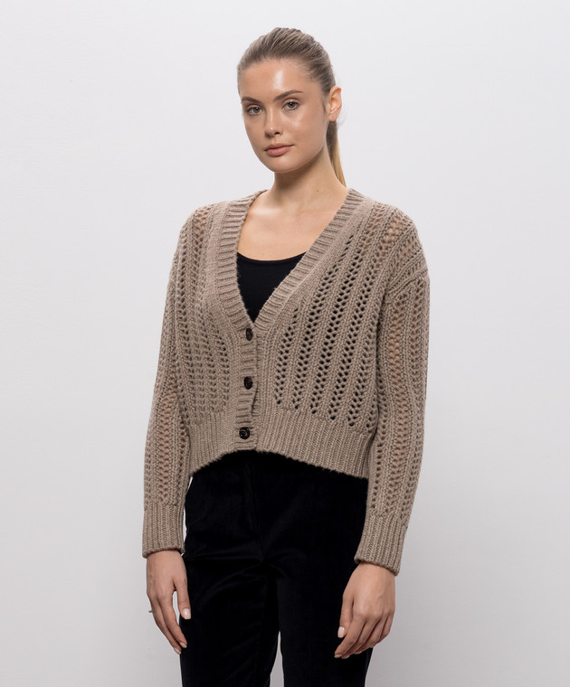 Max Mara Коричневый кардиган ZAINO из кашемира MXMZAINO изображение 2