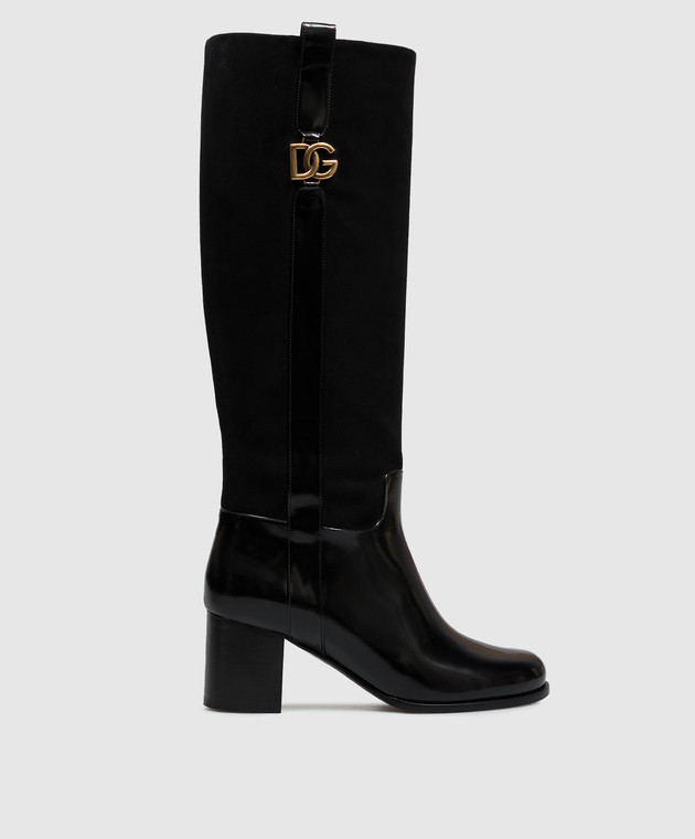 Dolce&Gabbana Черные кожаные сапоги с монограммой логотипа CU1316A3S68