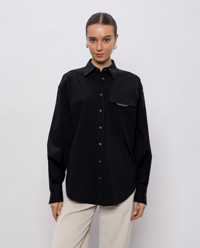 Brunello Cucinelli Чорна сорочка з ланцюжком моніль M0091MY516