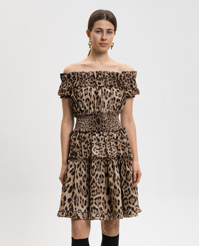 Dolce&Gabbana Коричнева сукня в анімалістичний принт F6A0UTHS5E3
