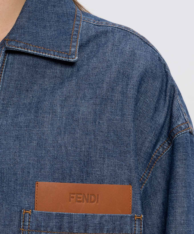 Fendi Синяя джинсовая куртка с тиснением логотипа FLF861AW8H изображение 5