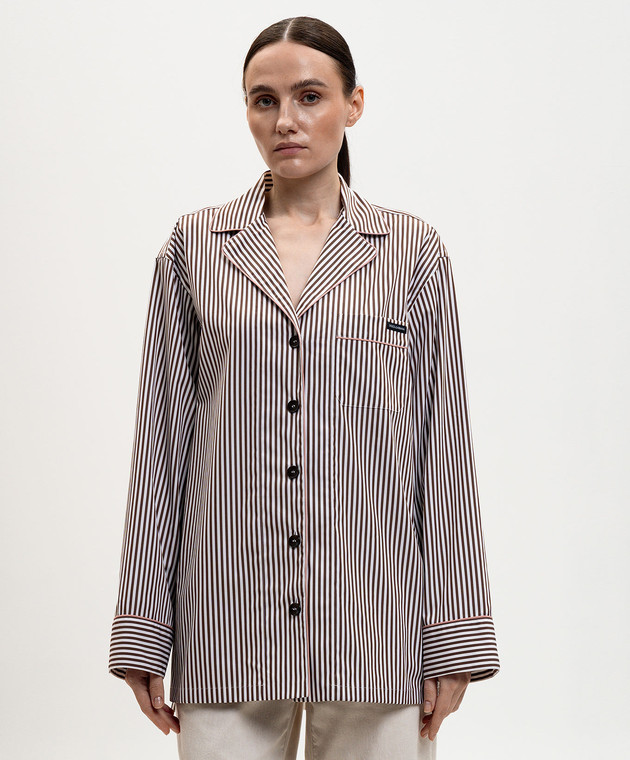 Dolce&Gabbana Коричневая рубашка в полоску F5U37TFR52K изображение 2