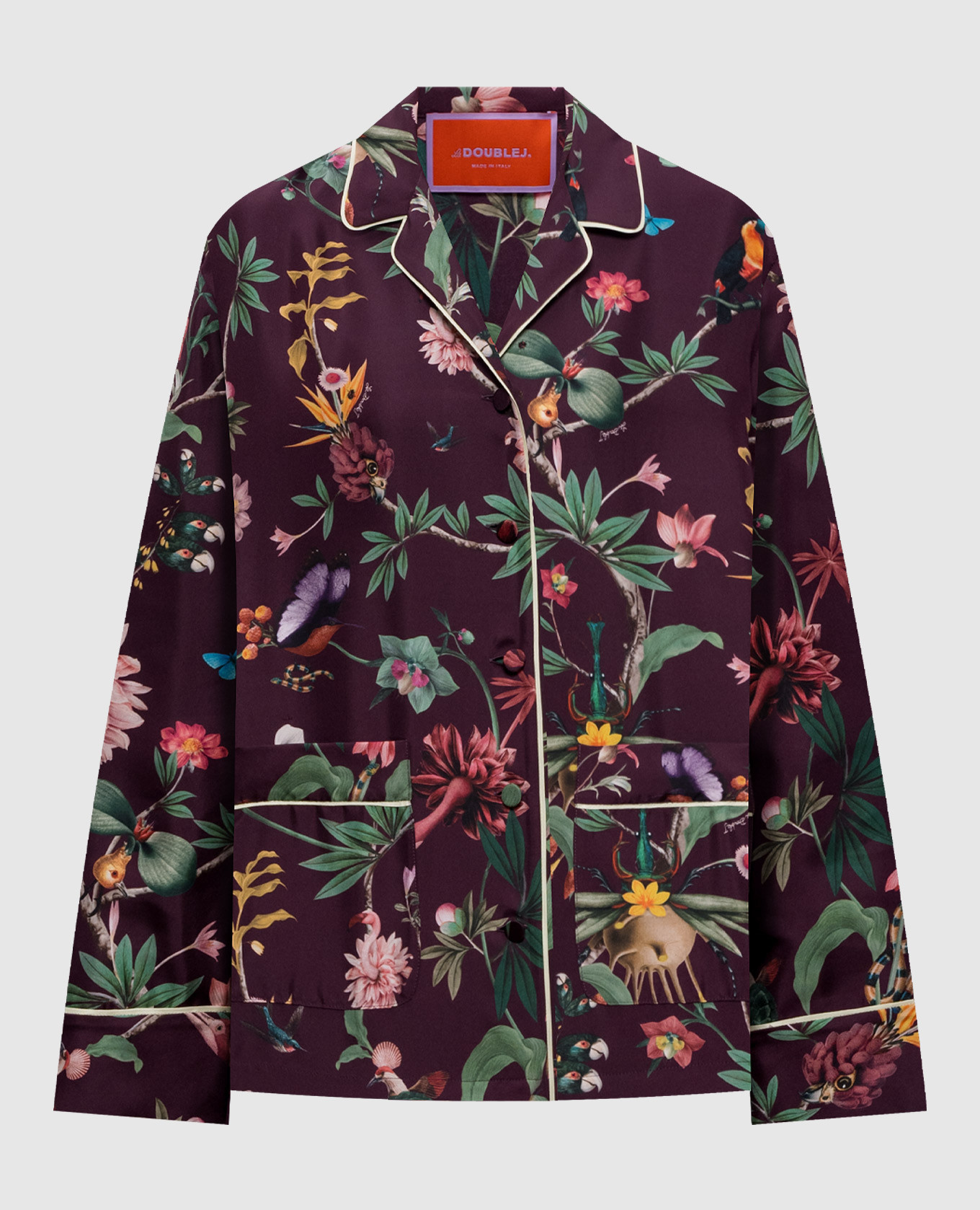 Бордова блуза із шовку в стилі піжами