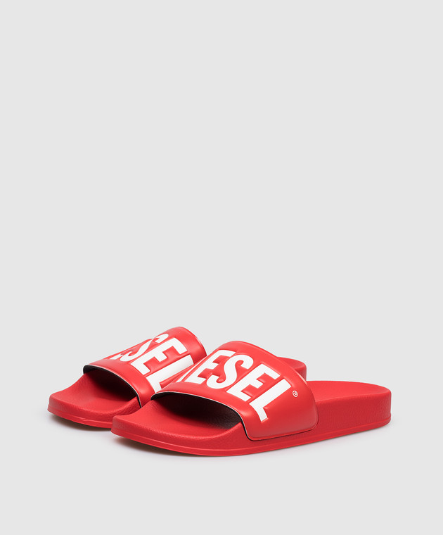 Diesel Дитячі червоні слайдери з тисненням логотипа BC1084KF0193640 зображення 2