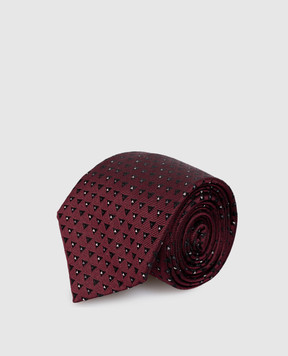 Brunello Cucinelli Бордовый галстук из шелка в геометрический узор MR8840018