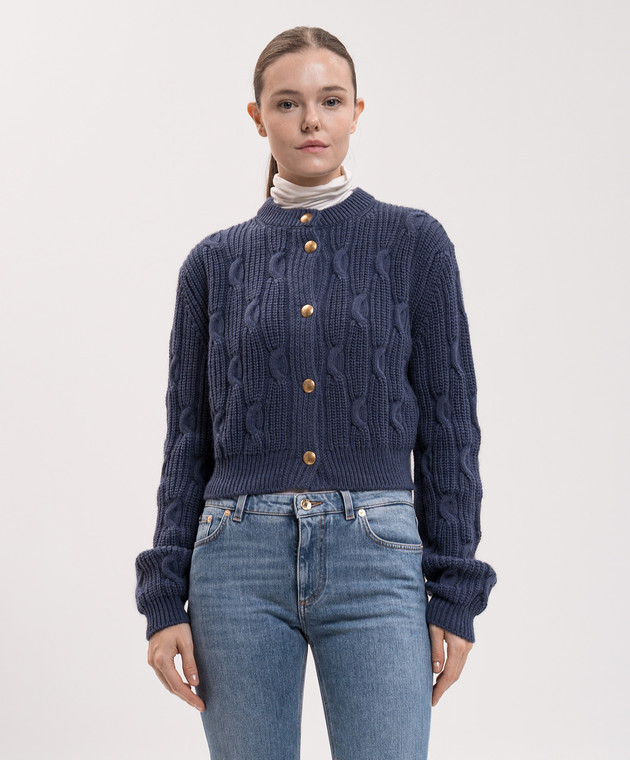 Twinset Синий кардиган с шерстью 262TT3011 изображение 3