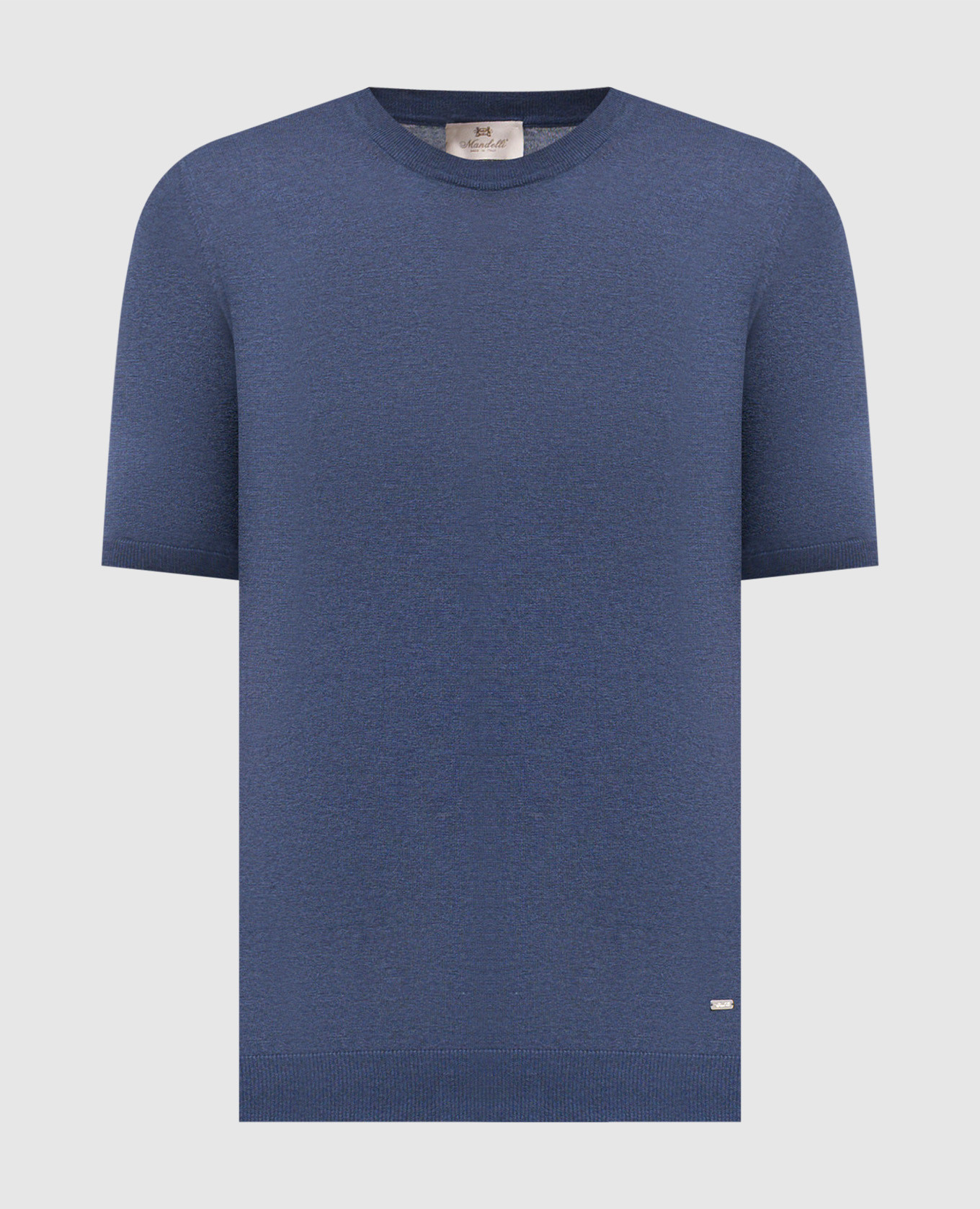 Синяя футболка из шелка с логотипом