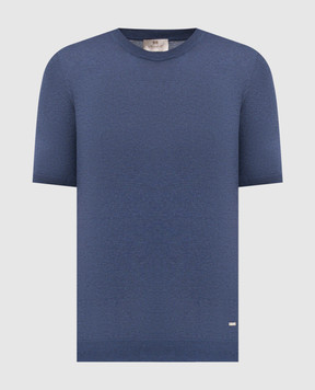 Enrico Mandelli Синя футболка із шовку з логотипом 3K063A5674