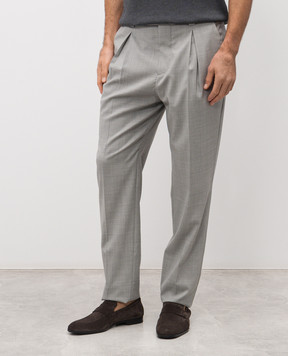Brunello Cucinelli Сірі штани з вовни з патчем MH2443030F