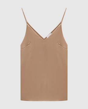 Brunello Cucinelli Коричневая майка из шелка M0C59BD802