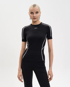 Off-White Черная футболка с контрастным логотипом 2VA04BC99KNI001