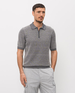 Peserico Серое поло с леном в узор R59473F129108N