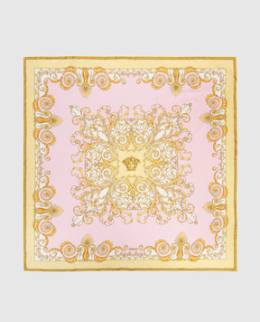 Versace Рожева хустка із шовку в принт Бароко 10016001A17059