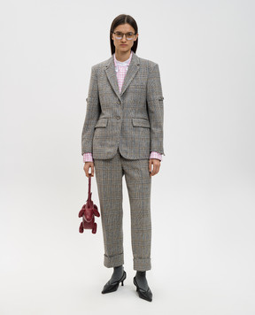 Thom Browne Сірі штани з вовни в клітинку FTR018BF1002