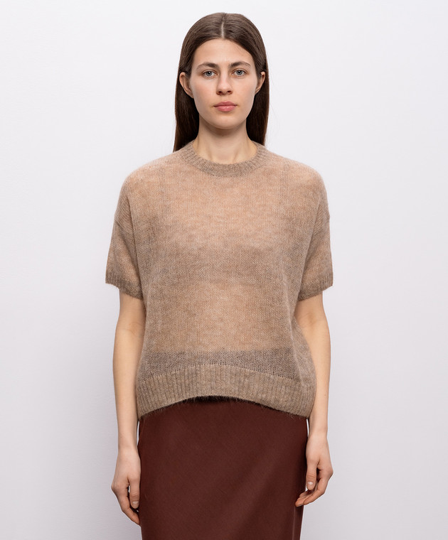 Brunello Cucinelli Бежевий топ з вовною M2I776860 зображення 3