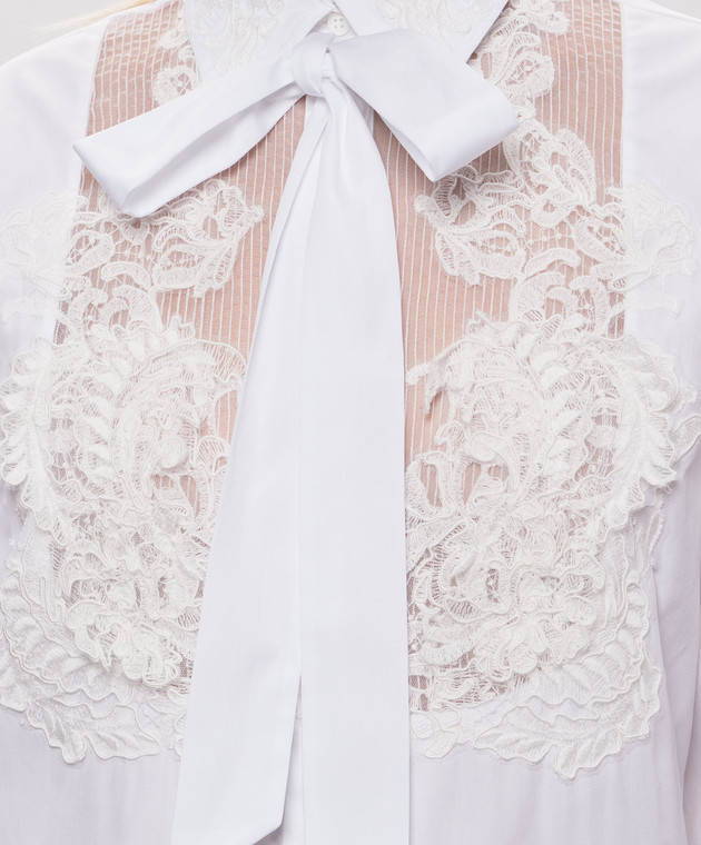 Ermanno Scervino Белая блуза с кружевом D492K773APBQP изображение 5