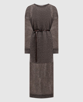 Brunello Cucinelli Серое платье миди с шерстью MGG270A90P