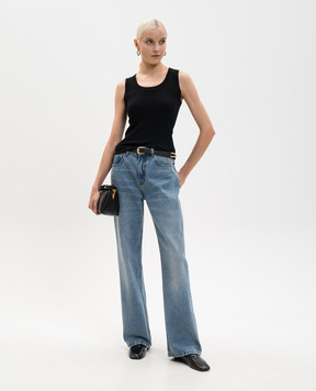 LISA YANG Чорний топ в рубчик Ina з кашеміру 2024097