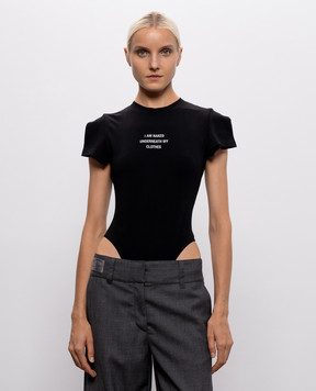 Vetements Чорне боді з принтом напису WH27BO172B