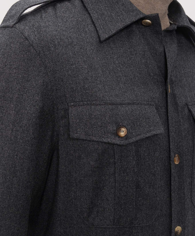 Brunello Cucinelli Серая рубашка из шерсти с побегами MY6660731 изображение 5