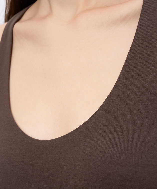 Brunello Cucinelli Коричнева майка з ланцюжком моніль M0T18DO100 зображення 4
