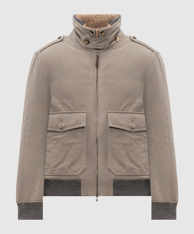 Brunello Cucinelli Сіра куртка зі знімним коміром MG5456003