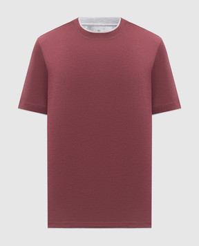 Brunello Cucinelli Красная футболка с эффектом наложения слоев MR8337427