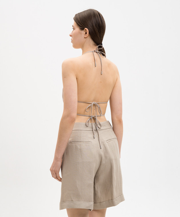 Peserico Бежевый топ с леном с открытой спиной S0820401921 изображение 4