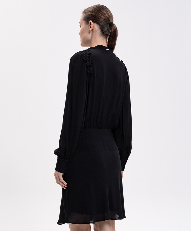 Twinset Черное платье с воротником-аскотом 262TT2460 изображение 4