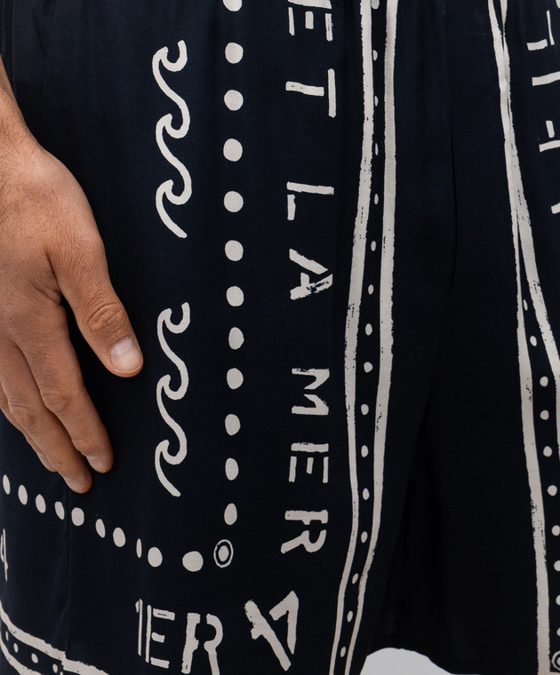 Balmain Сині шорти з принтом GH0PA145VI82 зображення 5