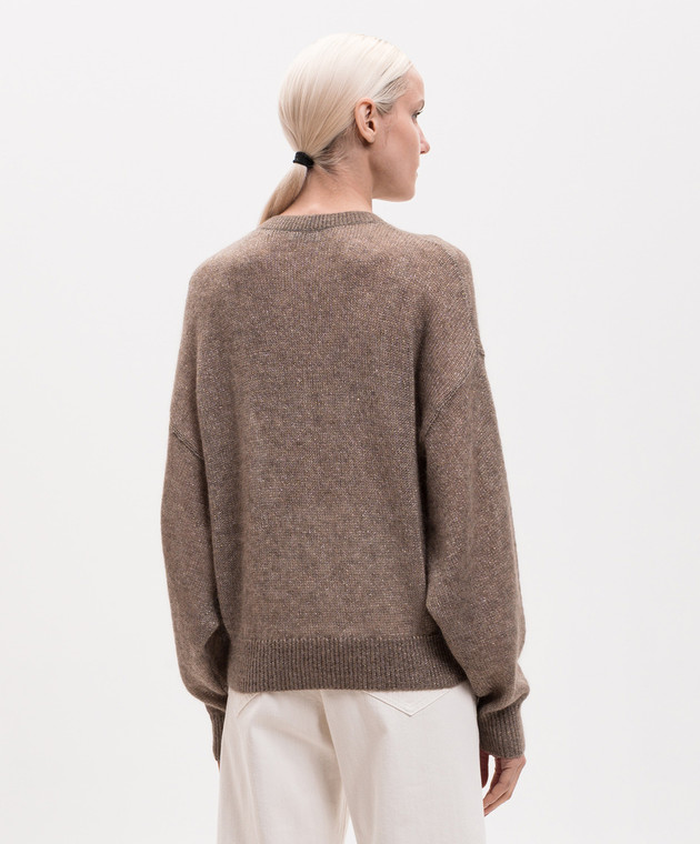Brunello Cucinelli Коричневий светр з мохером з люрексом MBG775520P зображення 4