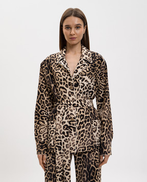 Ermanno Scervino Бежевая блуза из шелка в анималистичный принт D482I353YLI