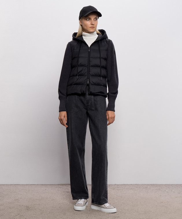 Moncler Черная комбинированная куртка L20939B00019M1131 изображение 2