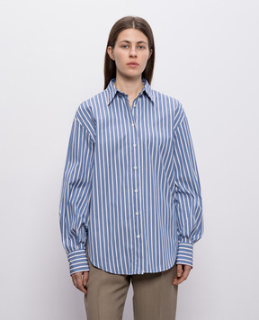 Brunello Cucinelli Синяя рубашка в полоску MH749MX706