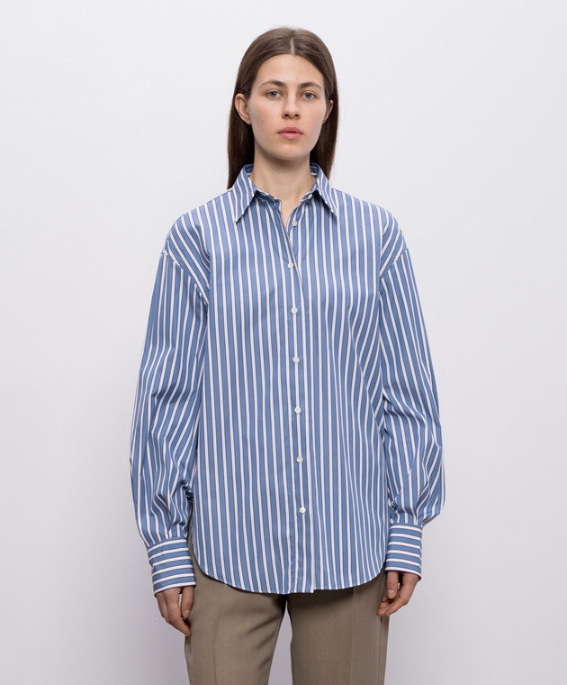 Brunello Cucinelli Синя сорочка в смужку MH749MX706 зображення 3