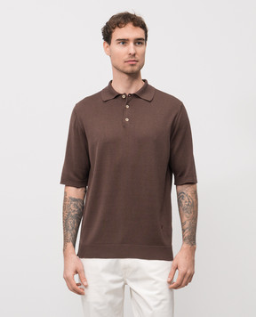 ISAIA Коричневе поло із шовку MG8262Y0470